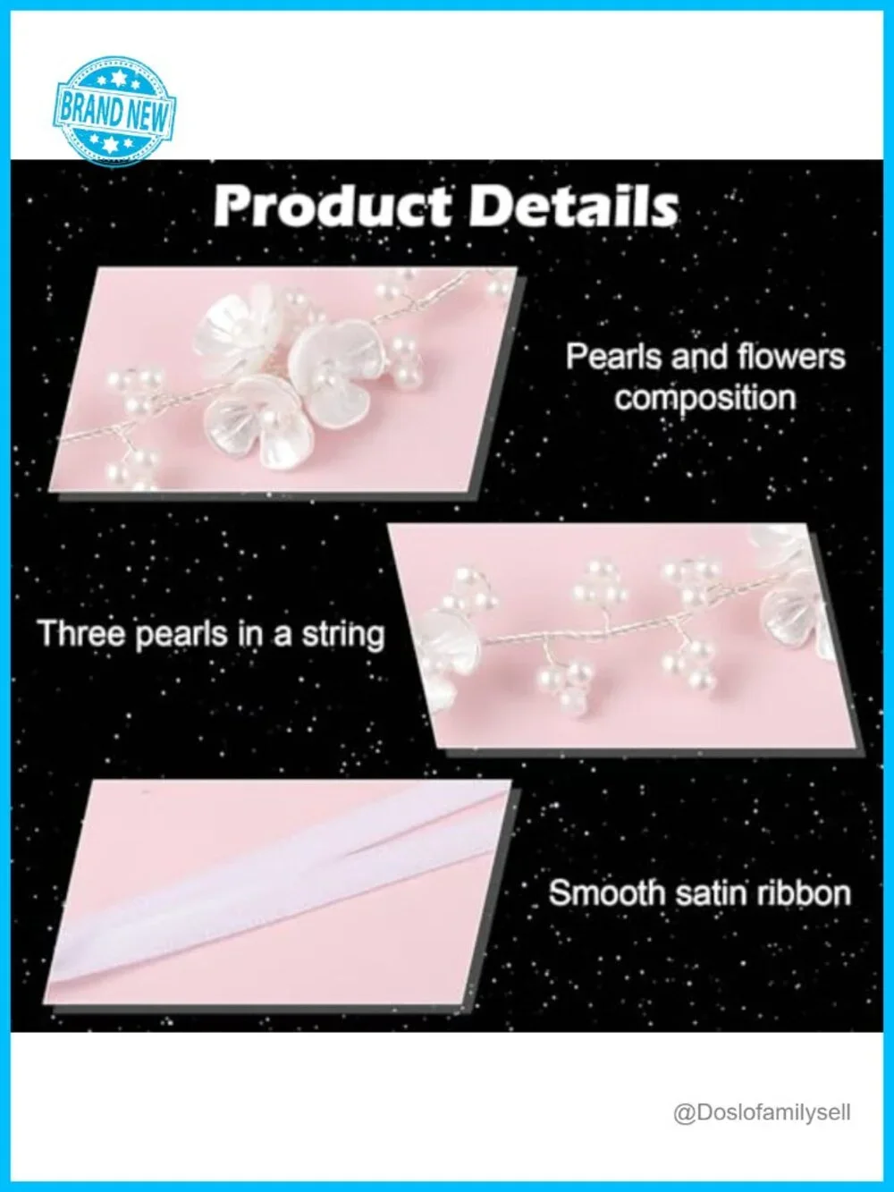 Orchid Pearl Headpiece, Adjustable Rhinestone Headband for Wedding, Party &